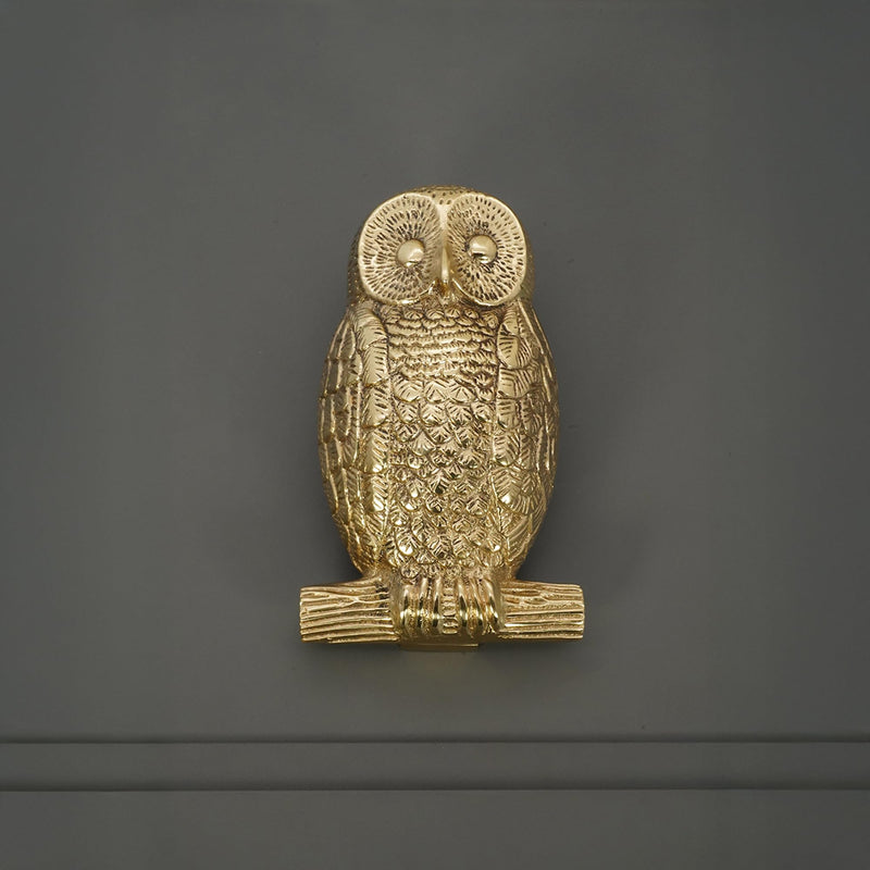 Infinity Decor Solid Brass Owl Shaped Door Knocker in Polished Brass Finish – Premium Quality Hand Door Knocker for Entrance Front Door Furniture