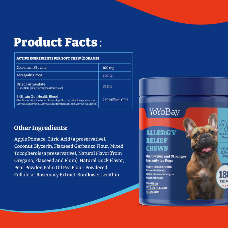 Dog Allergy Relief Chews for Immune Support & Itch Relief + Dog Multivitamin Chewable Supplement for Immune & Energy Boost, Joint Support - 180 Soft Chews - PawsPlanet Australia