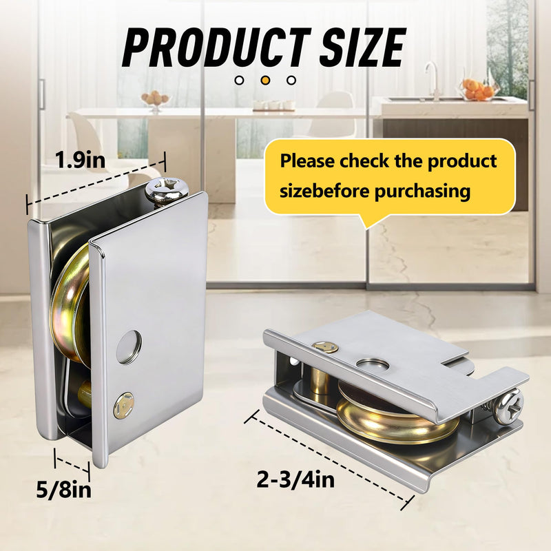 0C5Y00P0 Sliding Patio Door Rollers (2-Pack) | Compatible with P-Ella/Pella Doors | 1-1/2" Steel Ball Bearing, Adjustable Height Replacement