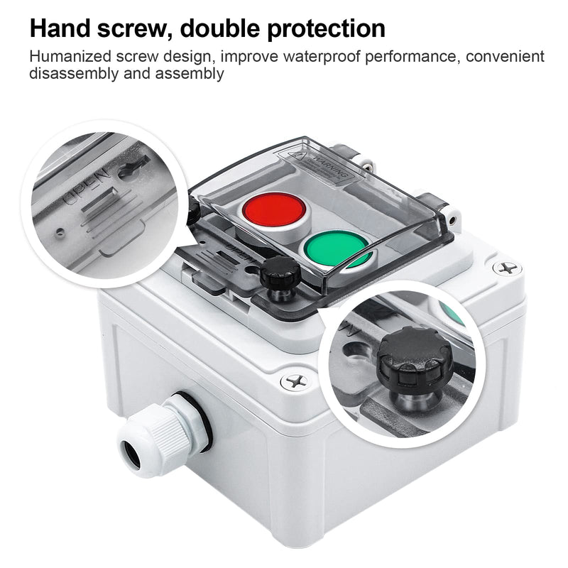 IP67 Button Switch Outdoor Waterproof Box 2 Green and Red Push Button Emergency Button with Protective Cover Anti-misoperation Switch(AC/DC 6A-110V/3A-240V/2.5A-380V) Red Green Self-locking - 2 Buttons