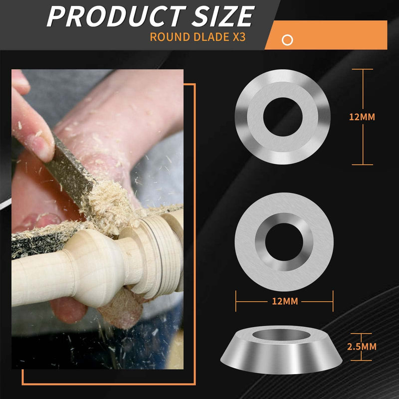 12PCS Carbide Lathe Tools Carbide Inserts for Wood Lathe Turning Tool,Include 11mm Square with Radius,12mm and 8.9mm Round,30x10mm Diamond with Sharp Point with Screws Silver 12pcs