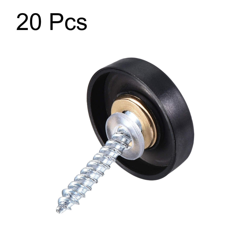 uxcell Mirror Screws, 19mm/0.75", 20pcs Decorative Cap Fasteners Cover Nails, Wire Drawing, Black 304 Stainless Steel