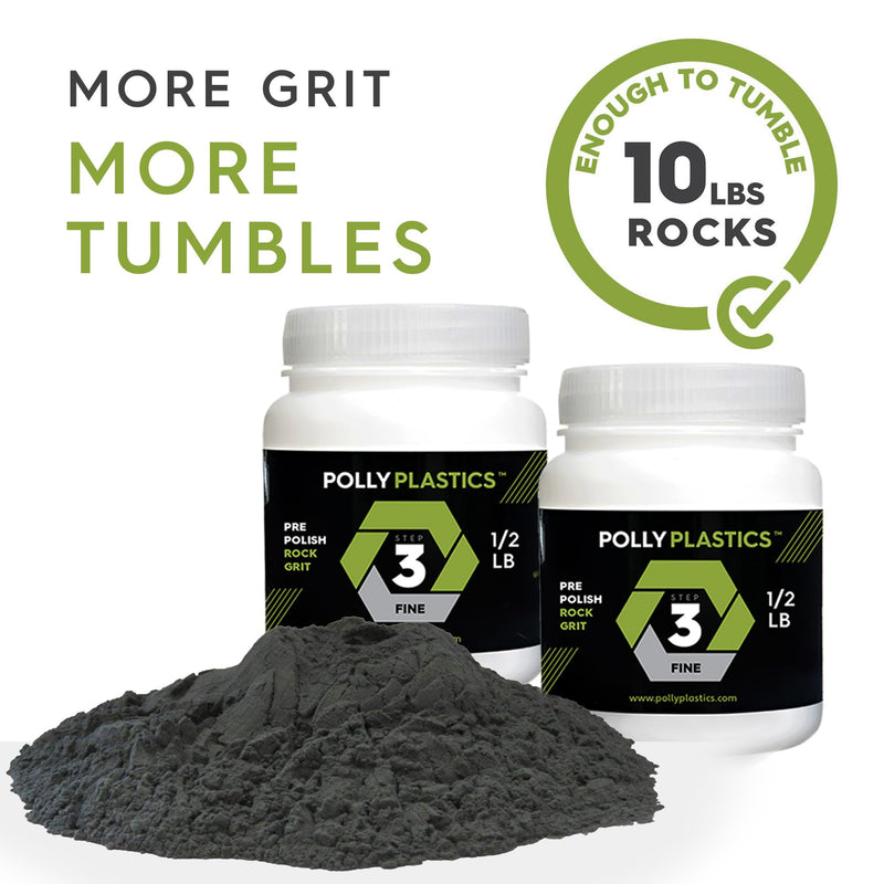 Polly Plastics Rock Tumbler Media Grit Refill, Pre-Polish 500 Silicon Carbide Grit, Stage 3 for Tumbling Stones (2 Pack) (1 lb.)