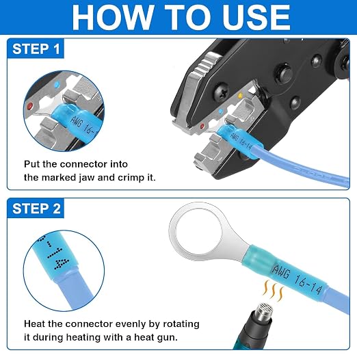 Wirefy Heat Shrink Wire Connectors Kit - a Resistant Electrical Connectors - Automotive Butt Connectors - Insulated Ring, Spade, Fork, Hook Crimp Terminals - 22-10 Gauge - 270 PCS 270 pieces kit - NewNest Australia