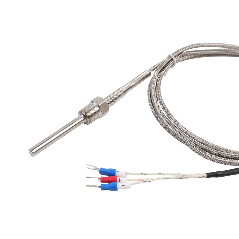 Waterproof RTD PT100 Temperature Sensor - Jaybva Stainless Steel 3 Wire Thermistor Probe for PID Temperature Controller NPT 1/4" Inch Pipe Thread with Insulation Lead Shield Wire -50~500℃ with 2m Wire 1/4"pt100