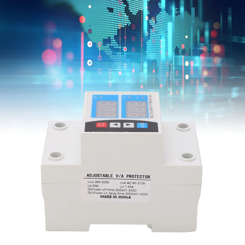 Hilitand Over Under Voltage Protector 2 Display Self Resetting Current Limit Din Rail Protective Device 240V to 300V 63A