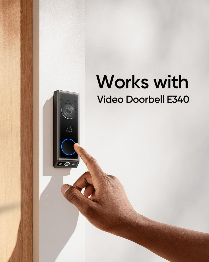 eufy Security Video Doorbell Add-On Chime, Indoor Chime, Requires eufy Security Video Doorbell E340/C30/C31, No-Delay Ring, Adjustable Volume, 8 Fun Ringtones, only works with 2.4GHz Wi-Fi