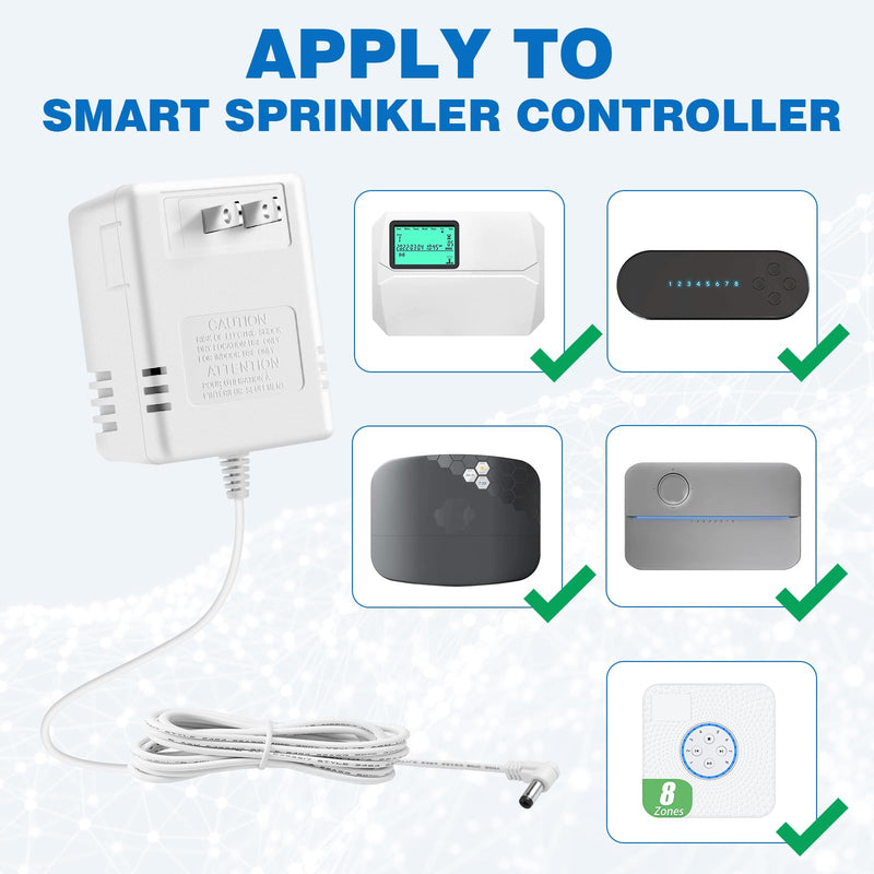 24 Volt AC 1000mA Power Adapter for Smart Sprinkler Controller,Indoor Irrigation System Controller,24V 1A AC to AC Wall Adapter Transformer Compatible with Most Smart Sprinkler Controller (White) White