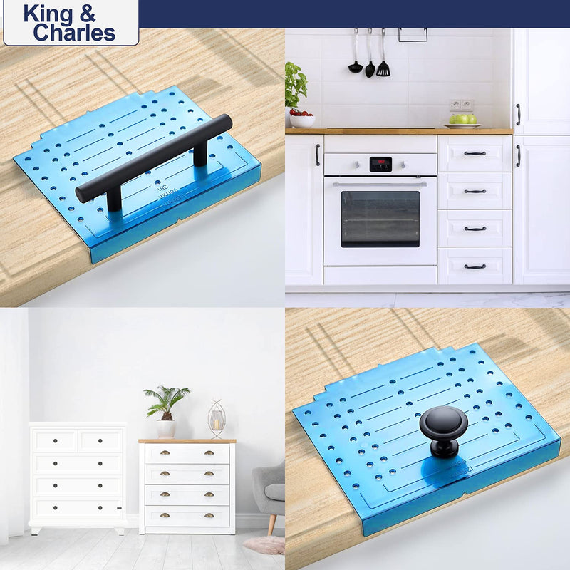 King&Charles Cabinet Hardware Template, Cabinet Handle Template Tool - Cabinet Pull/Knob Template for Cabinet Hardware, Cabinet Template for Handles and Pulls with Center Punch. Classic Align Sizes