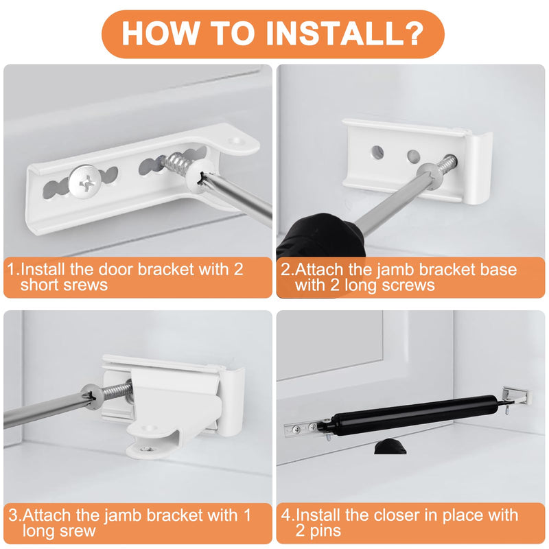 Storm Door Closer Bracket, Reinforced Repair Jamb Bracket Compatible with Andersen Emco, Larson, Pella, 40201 Door Repair Kit, Protecting Doors from Damage from Strong Winds (White) White