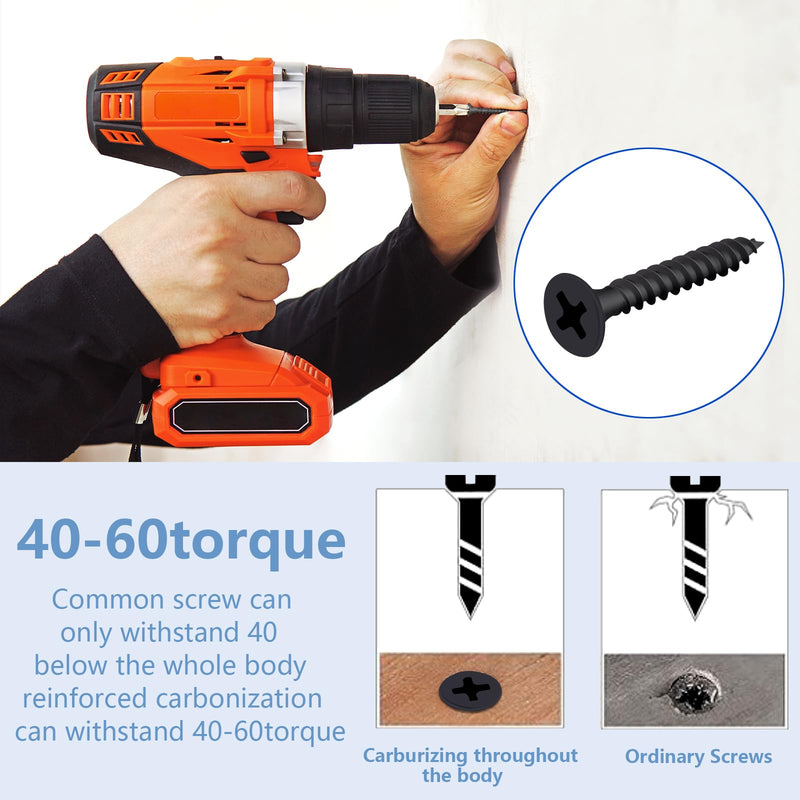 270PCS 8# 1- in. Quick-Tapping Screws, Phillips Wood Screws with Cross-Flat Head, high-Strength Steel Screws, Drywall Screws, Alloy Steel Standard Thread Truss Head Quick-Tapping, YLUZS.