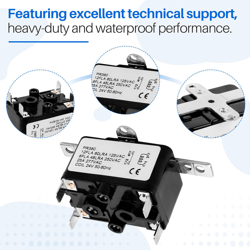 APFR-360 90-360 24V AC Heavy-Duty Fan Relay – Single Pole SPST – Isolated AC Switch for HVAC blowers, humidifiers, Goodman blowers, Heat sequencers – Includes Universal Bracket（1 Pack） (1)