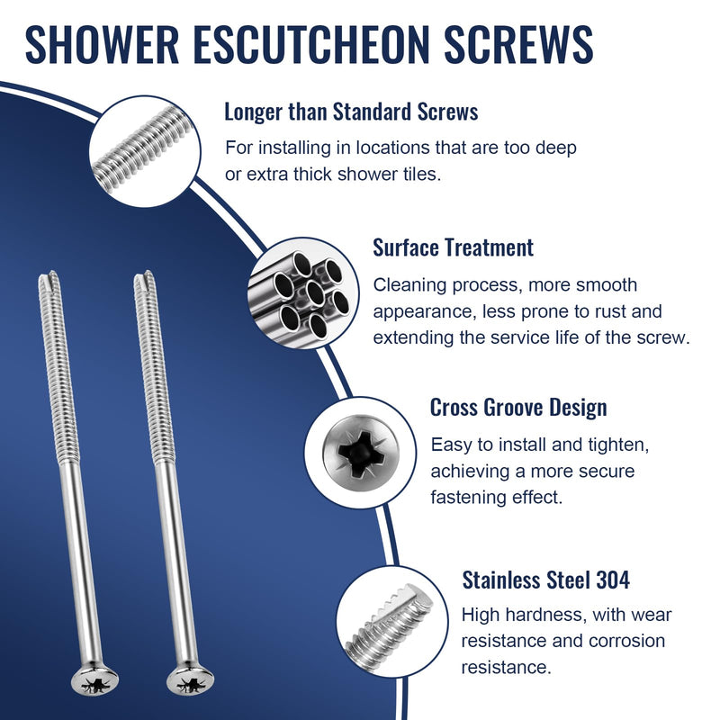 RP12630 Longer Escutcheon Trim Screws Replacement for Delta Faucet, Shower Trim Screws for Valves Roughed-in Too Deep, Faucet Repair Parts for Delta Classic Tub/Shower System, 2 Pack