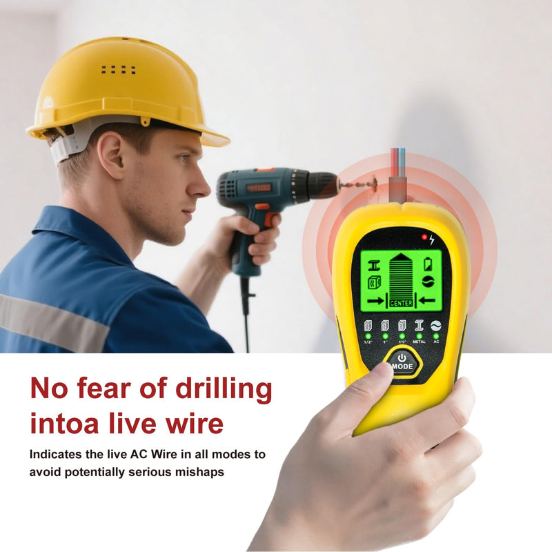 Multi-Surface Stud Detector | 5-in-1 Wall Scanner with HD LCD & Precision Sensor | Locates Wood/Metal/Pipes/AC Wires with Center Beam