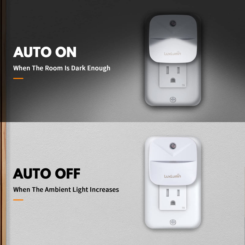 LED Night Light, Night Lights Plug into Wall with Dusk-to-Dawn Sensor, Automatically Turn on and Off,Night Light for Kids,Bedroom,Bathroom,Stairs, White, 6 Packs Daylight White