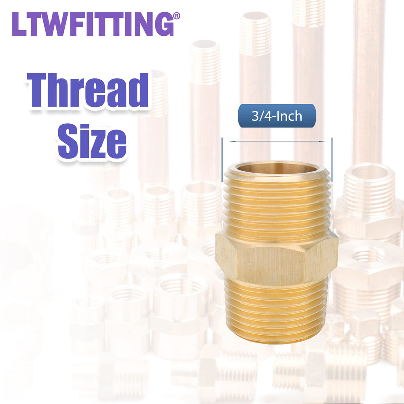LTWFITTING Brass Hex Nipple Kit 1/8, 1/4, 3/8, 1/2, 3/4-Inch MPT (32pcs)