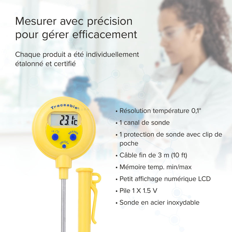 Traceable Lollipop Calibrated Water-Resistant Thermometer, ±1.0°C Accuracy (-20 to 100°C)