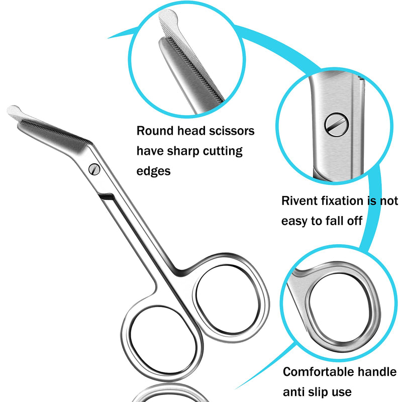 Zhehao 2 Pieces Ostomy Scissors Bandage Scissors Nursing Scissors Stainless Steel Scissors for Doctors, Nurses, Veterinary Home Nursing, 4.3 x 2.1 Inch, Curved (Silver) Silver