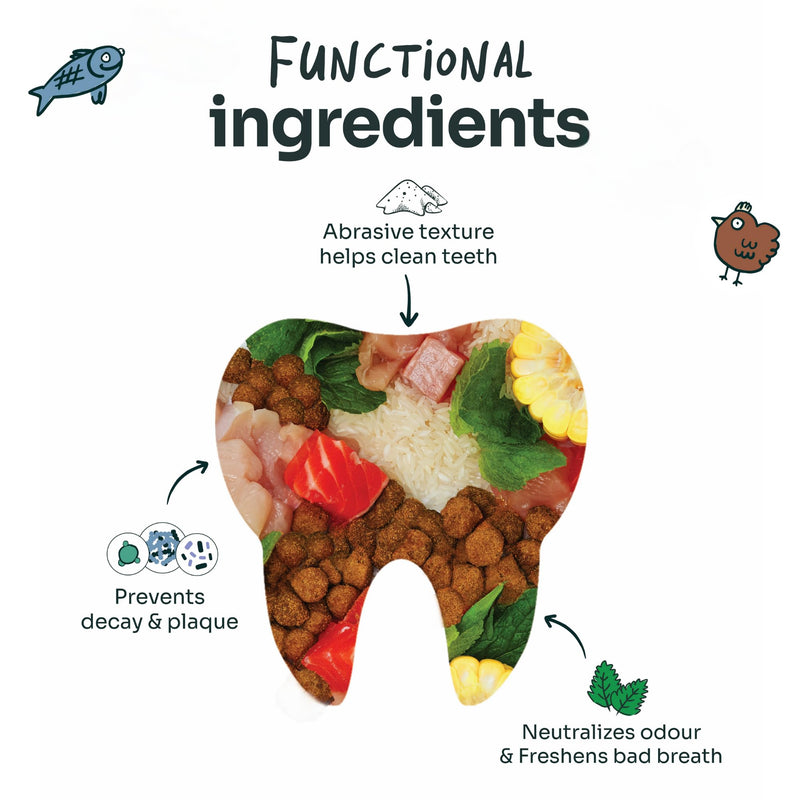 Notti Cat Dental Treats All Breed Cats - Probiotics - Supports Healthy Teeth, Gums, and Breath Odor in Cats - Freshen & Minimize Tartar - Chicken, Fish - Cellulose - Anti-Choke - Feline Adult Dental