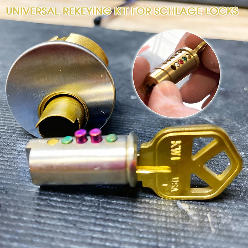 Universal Rekeying Kit for Schlage Locks | Complete Lock Pinning Kit Includes Master, Bottom & Top Pins and Springs Professional Door Lock Re-Key Kit for Home & Commercial Security