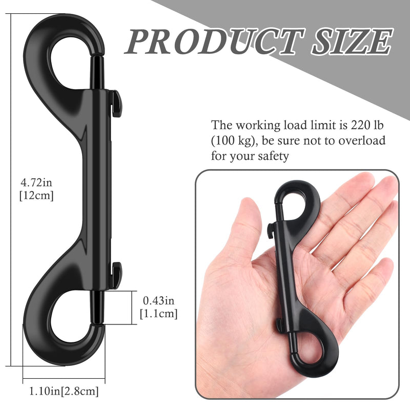 ERKOON Extra Large 4-7/10inch Double Ended Bolt Snaps Hooks 220lbs Load Capacity Zinc Alloy Double Sided Clips Heavy Duty Trigger Snap for Dogs Leashes/Water Bucket/Horse Feed/Hammocks (2 Pack) 2 Pack
