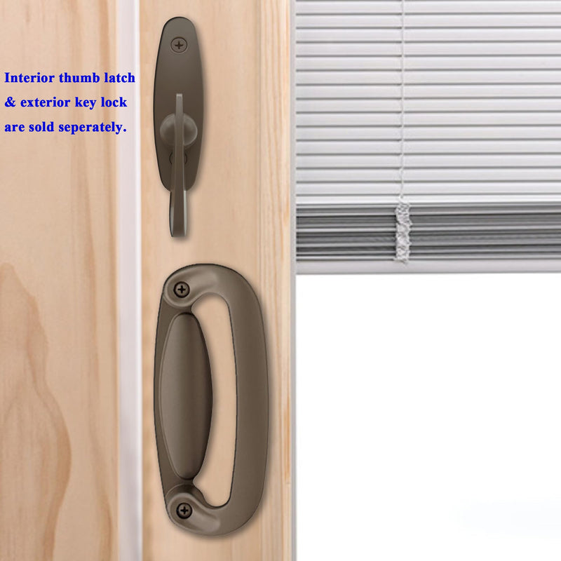 Gliding Patio Door Dummy Pull Handles Compatible with Andersen Tribeca Style OEM Part #2562035, 2573603 & #2573605, 5-1/2" Hole Centers, Non-Handed, Stone Diecast