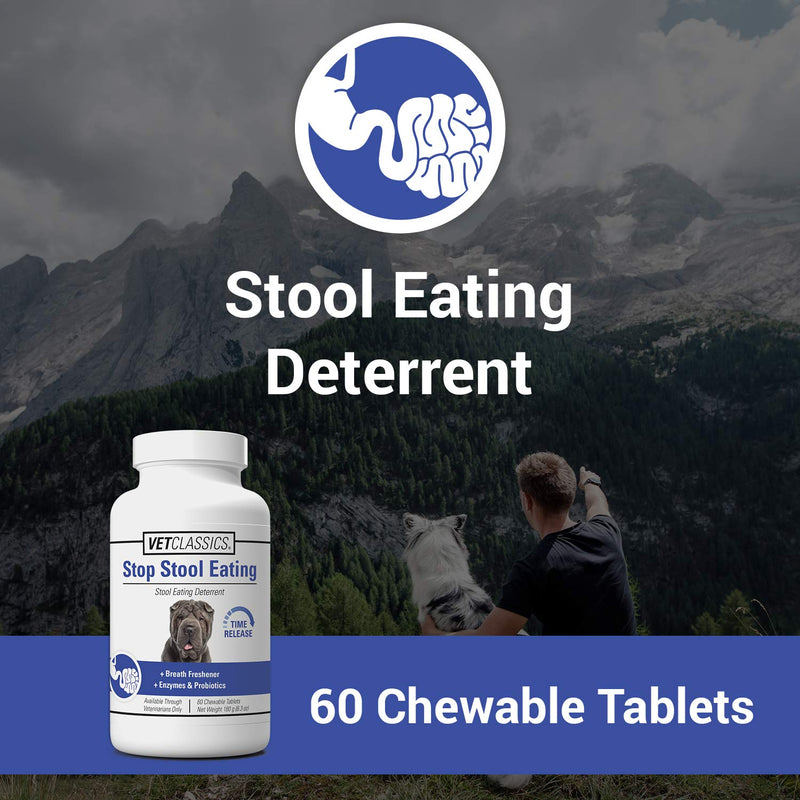 Vet Classics Stop Stool Eating Pet Health Supplement for Dogs – Dog Breath Freshener – Stops Dogs from Eating Stool – Enzymes, Probiotics 60 Chewablet Tablets - PawsPlanet Australia