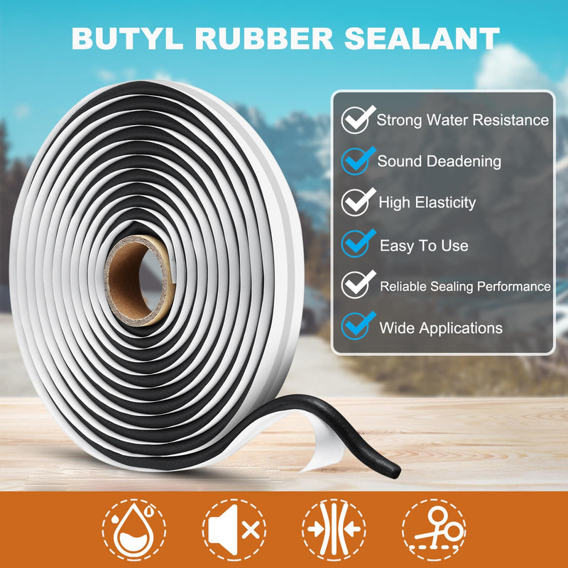 Butyl Sealant Tape, 13Ft Headlight Sealant, Butyl Rubber Sealant for Automotive (Car, RV, Marine) for Installing Car Part, Windows, Doors and Windshield etc. - 1 Roll