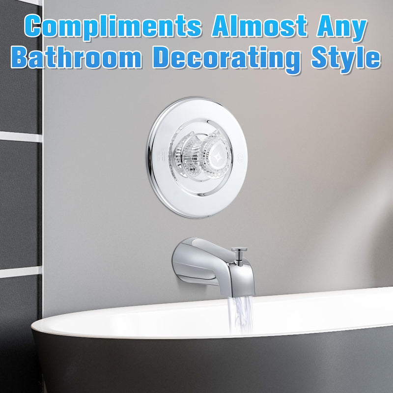 Enhon Tub and Shower Trim Kit, Shower Trim Compatible with Moen Chateau T470 Single Handle Tub/Shower Standard Valve, Escutcheon Screws Tube and Handle(Chrome, Knob) Chrome