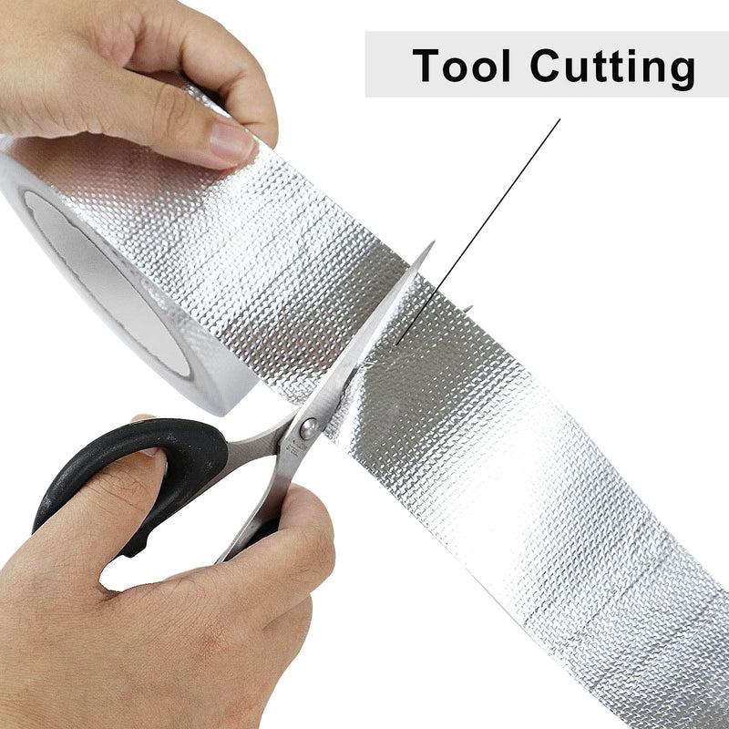 BOMEI PACK 1 Roll Aluminum Foil Heat Shield Tape Cool Tape 2 Inch x 66 ft Heat Reflective Heat Shield Thermal Barrier Foil Tape Heat Resistant Tape for Hose and Auto Use 2in*66ft