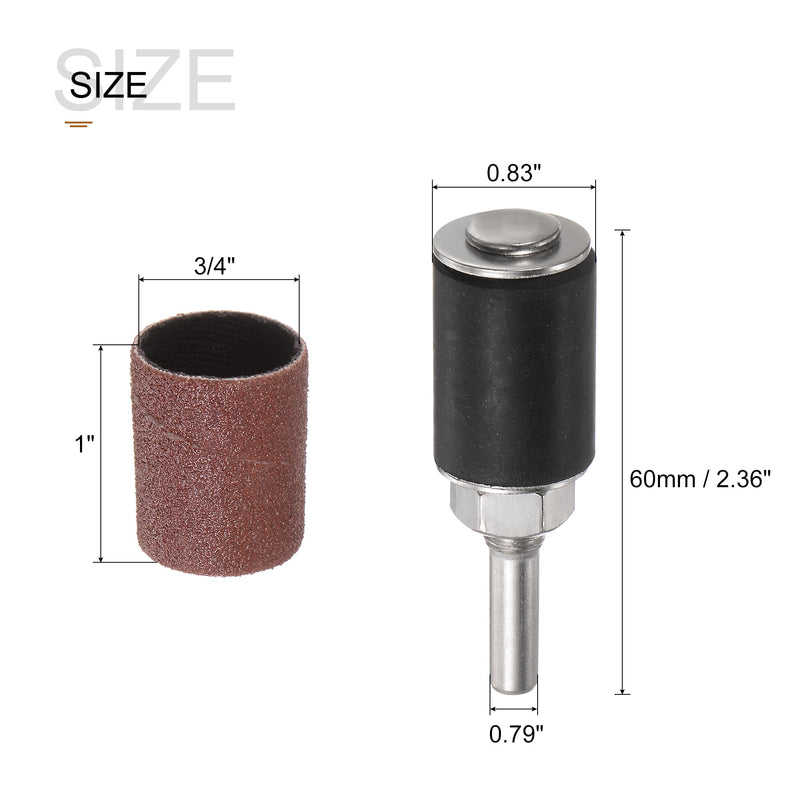 uxcell 12 Pcs 3/4 Inch Sanding Sleeves Sandpaper Set 120 Grit with 0.79 Inch Drum Mandrels for Rotary Tools