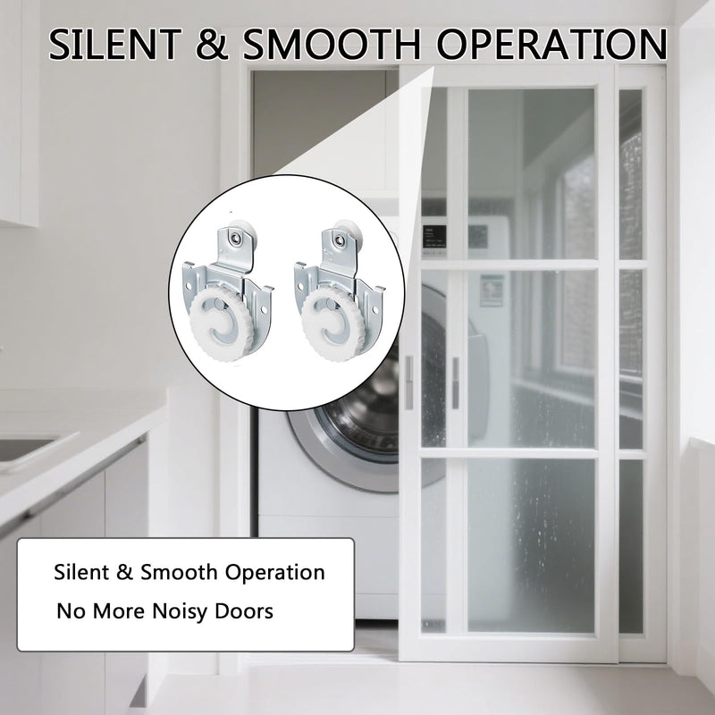 12 Pcs Sliding Closet Door Hardware Closet Sliding Door Wardrobe Cabinet Door Hangers Knob Adjustable Hooks with 24 Screws Closet Door Rollers 12