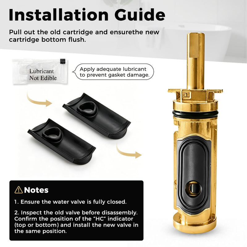 for 1222 Replacement Cartridge Kit Compatible with Moen One-Handle PosiTemp Faucets, Solid Brass, Wall Mount
