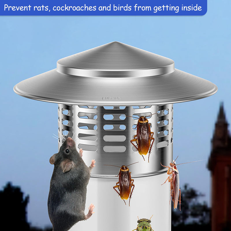 3 Inch Stainless Steel Chimney Cap with Screen, Round Flue Cover for Stove