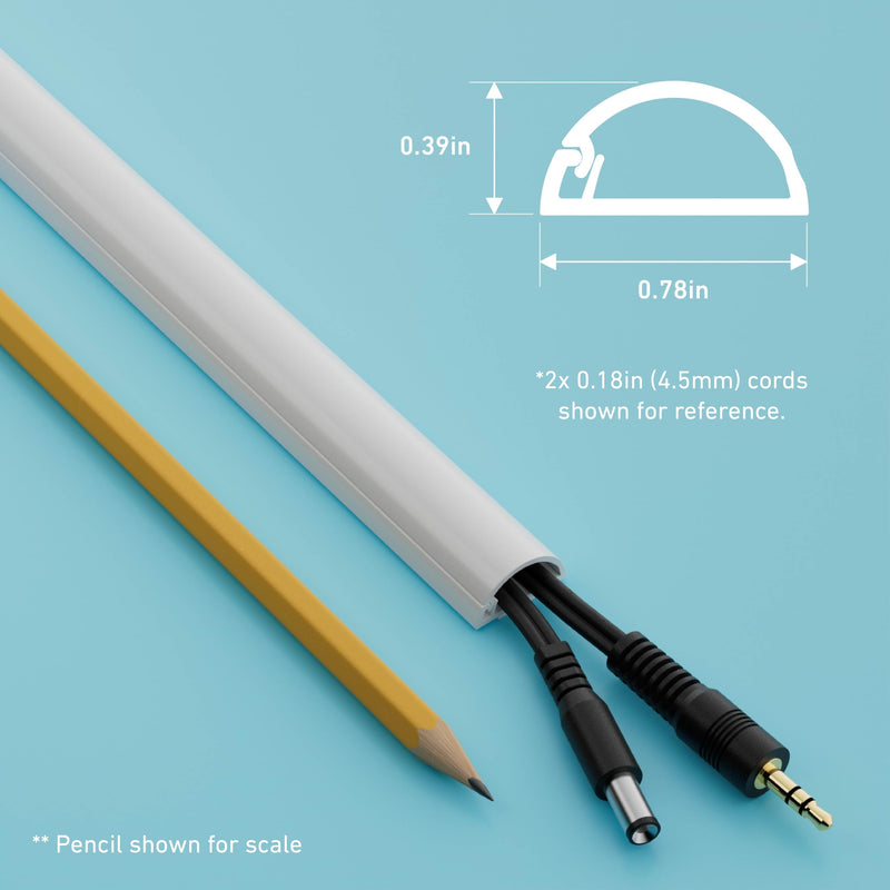 D-Line 13.12ft Cord Hider Kit, Patented Cable Cover, Hide Wires on Wall, Channel for TV Mount Cords, Raceway Wire Hiders, Paintable, Adhesive, Half Round, 4X 0.78in W x 0.39in H x 39in Lengths, White Small (Micro+)