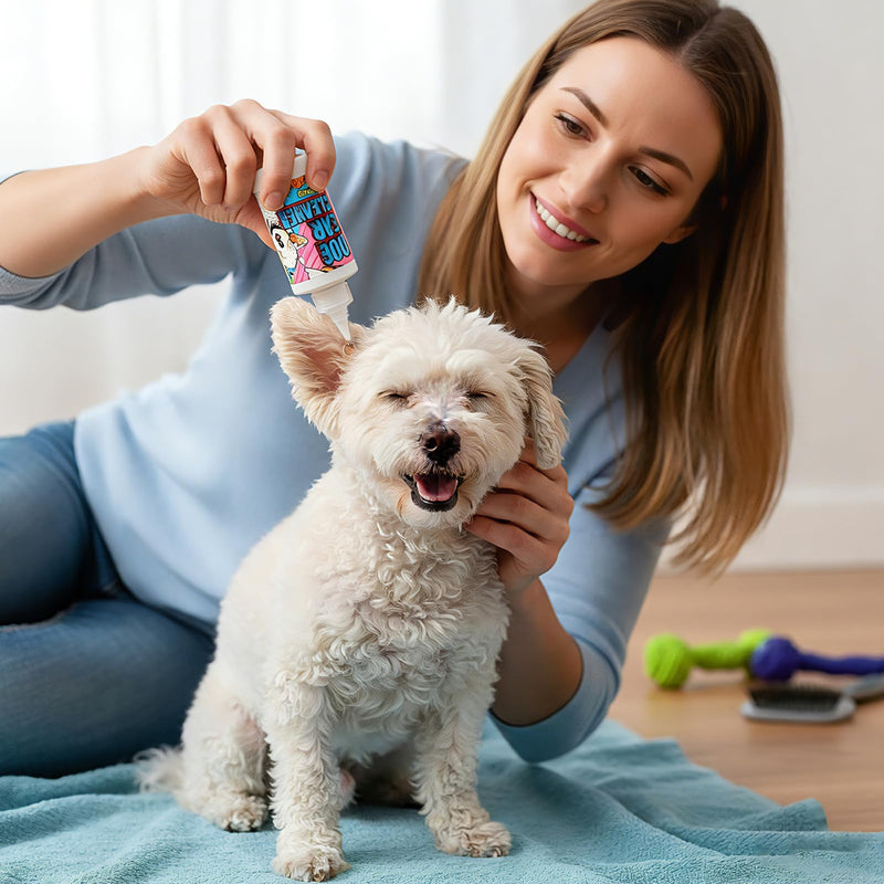 Dog Ear Cleaner Solution & Medicated Ear Drops for Dogs - Ear Infection Treatment for Itchy, Smelly Ears, Wax Buildup and Healthy Cleaning Maintenance (2 fl oz) 2 fl oz