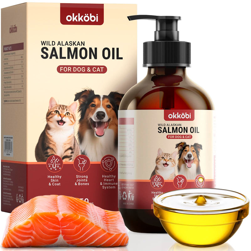 Dog Vitamins and Supplements Multivitamin Chewable 150 pcs with Wild Alaskan Salmon Oil for Dogs & Cats 8.5 oz - Omega 3, Glucosamine & Probiotics for Skin & Joint Support