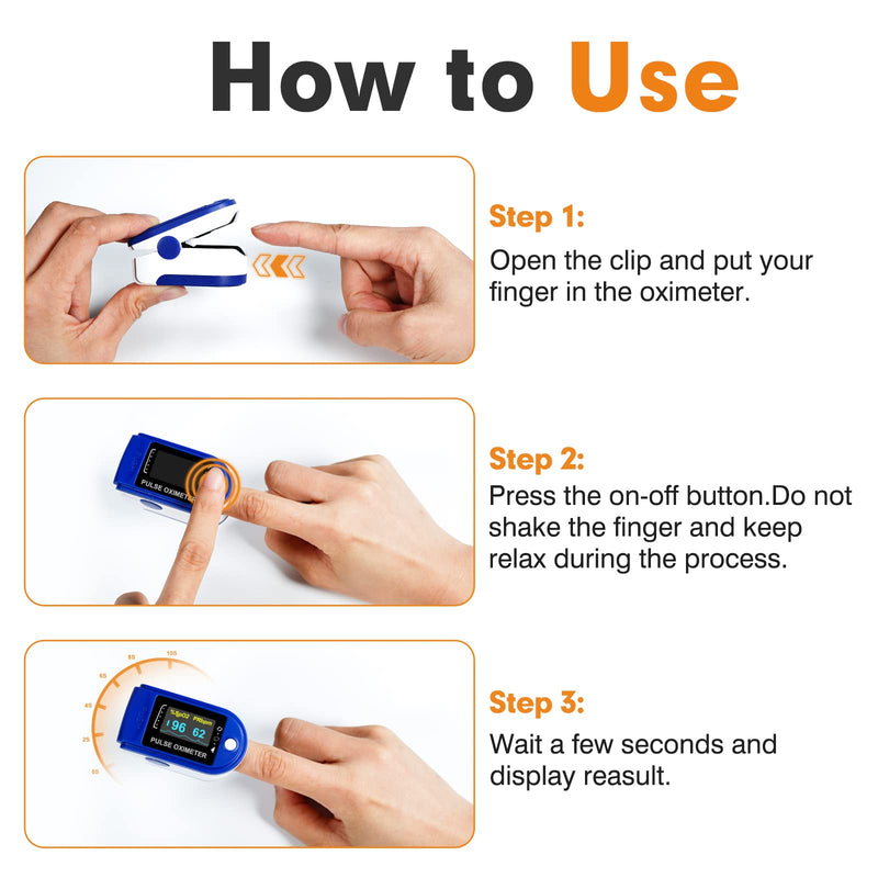 Easy@Home Fingertip Pulse Oximeter (Not for Medical Use) - SpO2 Blood Oxygen Saturation Meter and Heart Rate Monitor -EHP050