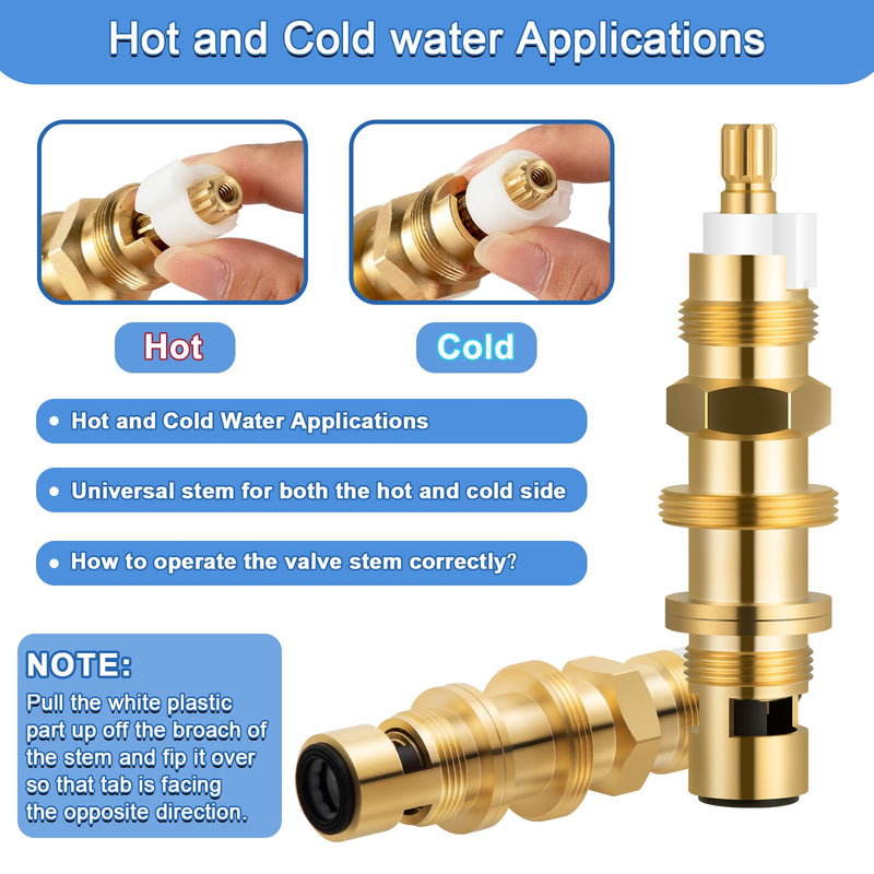 910-030 Ceramic Disc Cartridge Replacement and 910-022 Diverter Stem, Compatible with Price/Pfister Shower Valve and Faucet Stem, include Hot Cold and Diverter, Brass Construction
