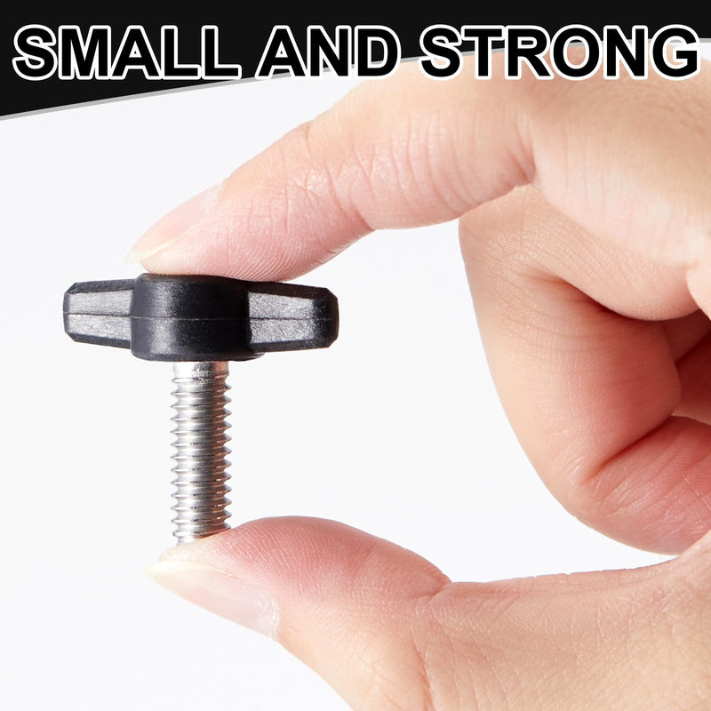 Tandefio 16 Pcs 1/4" - 20 x 1 Stainless Steel Thumb Screw Thread Thumbscrew Adjustable Tee Wing Screw Black Wing Knob Bolt for Remove Replace Hand Clamping Tightening Knob Power Supply