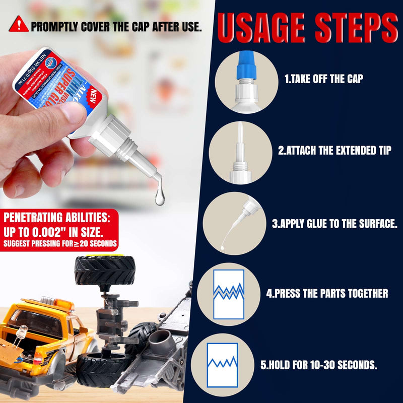 20g Thin CA Glue (2-3 CPS), 3-5 Second Cure Time - Ideal for Hobbies and Precision Work: Woodworking, Model Making (Cars, Airplanes), Pen Turning, Inlays, and Surface Stabilization 20g/1Pack