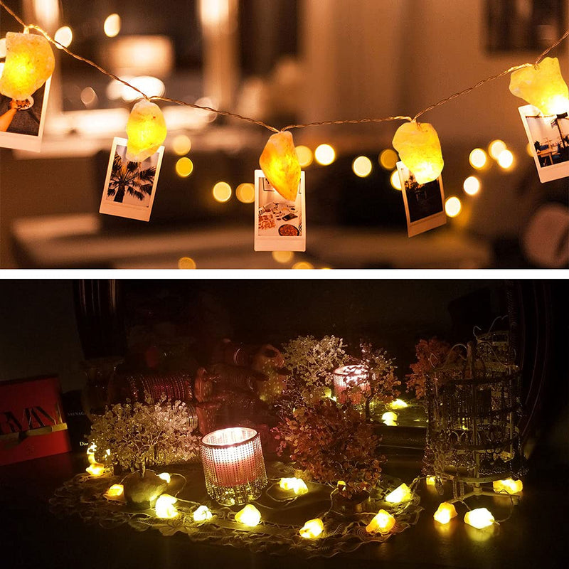 MINGRI Himalayan Salt lamp Salt Rock Night Light USB Fairy Hanging String Lights for Bedroom,Crystal Stones Natural Pink Salt Lamp for Meditation,Yoga,Office, Bedside,Desk,Computer, Baby,Child 20 Lights