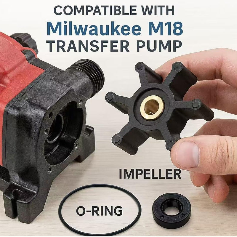 Impeller & O-Ring Kit & Oil Seal Complete Repair Kit, Fully Compatible with Milwaukee M18 Transfer Pumps, Replaces 49-16-2771 1 impeller set