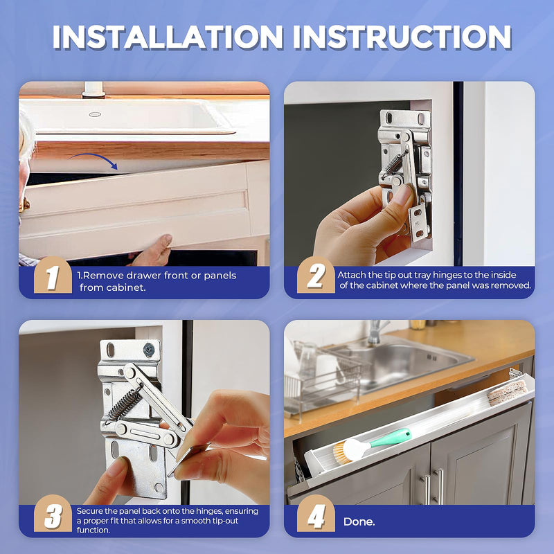 Ravinte 1 Pair Tip Out Tray Hinges Kitchen Cabinet Hinges Self Closing Cabinet Door Hinges Kitchen Cabinet Door Satin Nickel Durable Easy Install Bathroom Sink Front Drawer Hardware