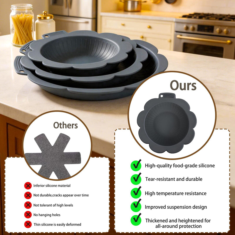Silicone Pan Protectors for Stacking,3pcs Thicker Pots Protector (Include 8",10",12") with 3pcs Felt Pans Separators for Protecting Your Cookware,Dishwasher Safe (Dark Gray) Dark Gray