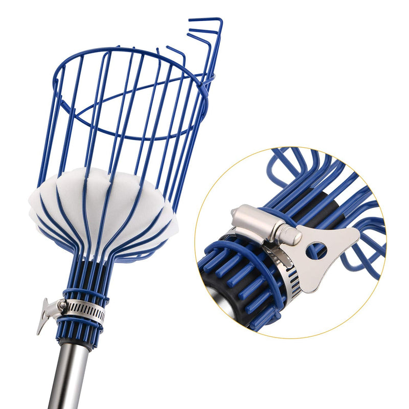 Oak Leaf Fruit Picker, 13 Foot Fruit Picker Pole with Basket Apple Orange Picker Tool Tree Fruit Catcher with Lightweight Stainless Steel Connecting Pole, Sturdy Basket with Foam Pad, Metal Clamp