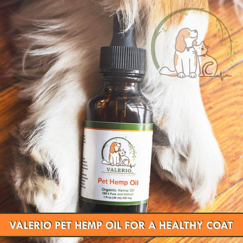 Valerio Pets Hemp Oil for Dogs and Cats - 1 Oz - Hemp Oil Drops with Omega Fatty Acids - Hip and Joint Support and Skin Health 1 Pack (1oz)