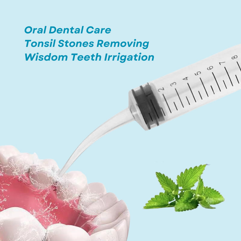5PCS 12ml/cc Dental Irrigation Syringe - Curved Tip for Tonsil Stones, Lab Use and Feeding Small Pets