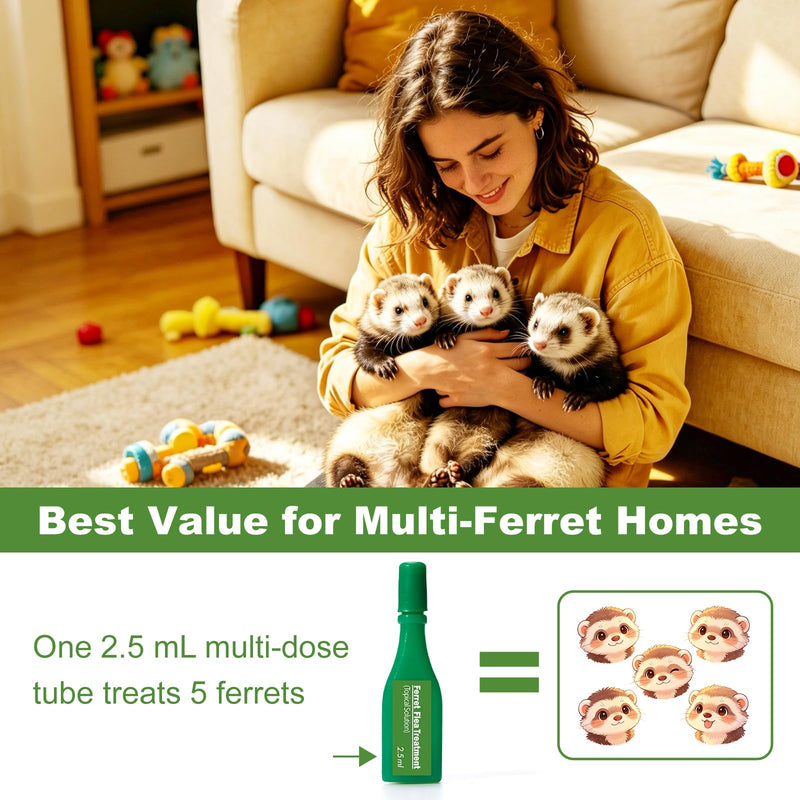 Ferret Flea Prevention, 4-Month Supply (2.5 ml High-Volume Tube) for Multi-Ferret Households, 1 lb+ | NDC Non-Nitenpyram Code