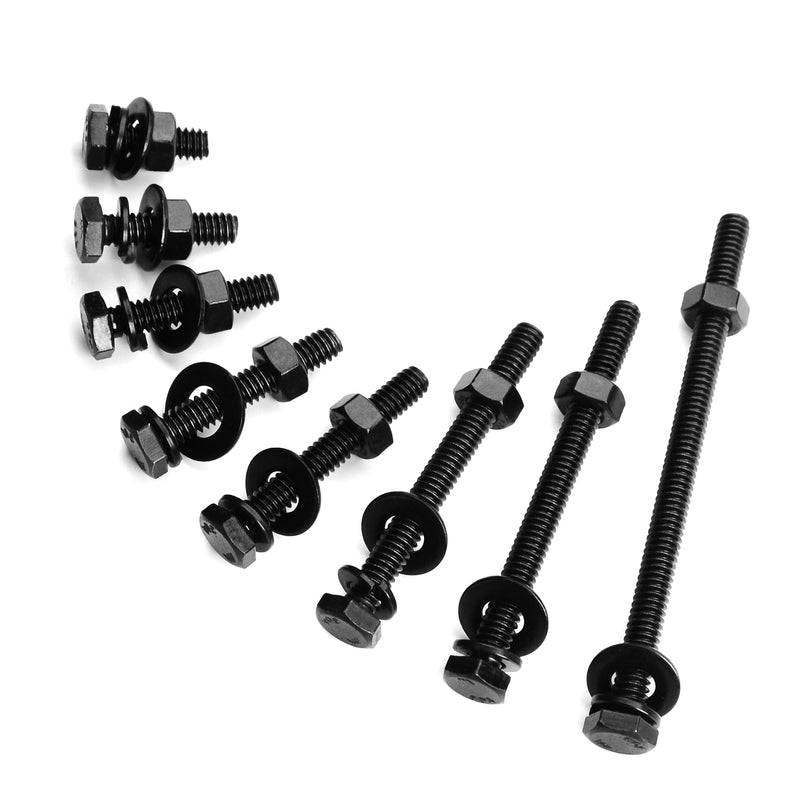 (10 Sets) 1/4-20 x 2-1/2" Hex Head Stainless Steel Bolts and Nuts with Flat & Lock Washers, 304 Stainless Steel 18-8, Fully Threaded, 1/4 Bolt, Black Oxide by Mywish (Black)1/4"-20 2-1/2"